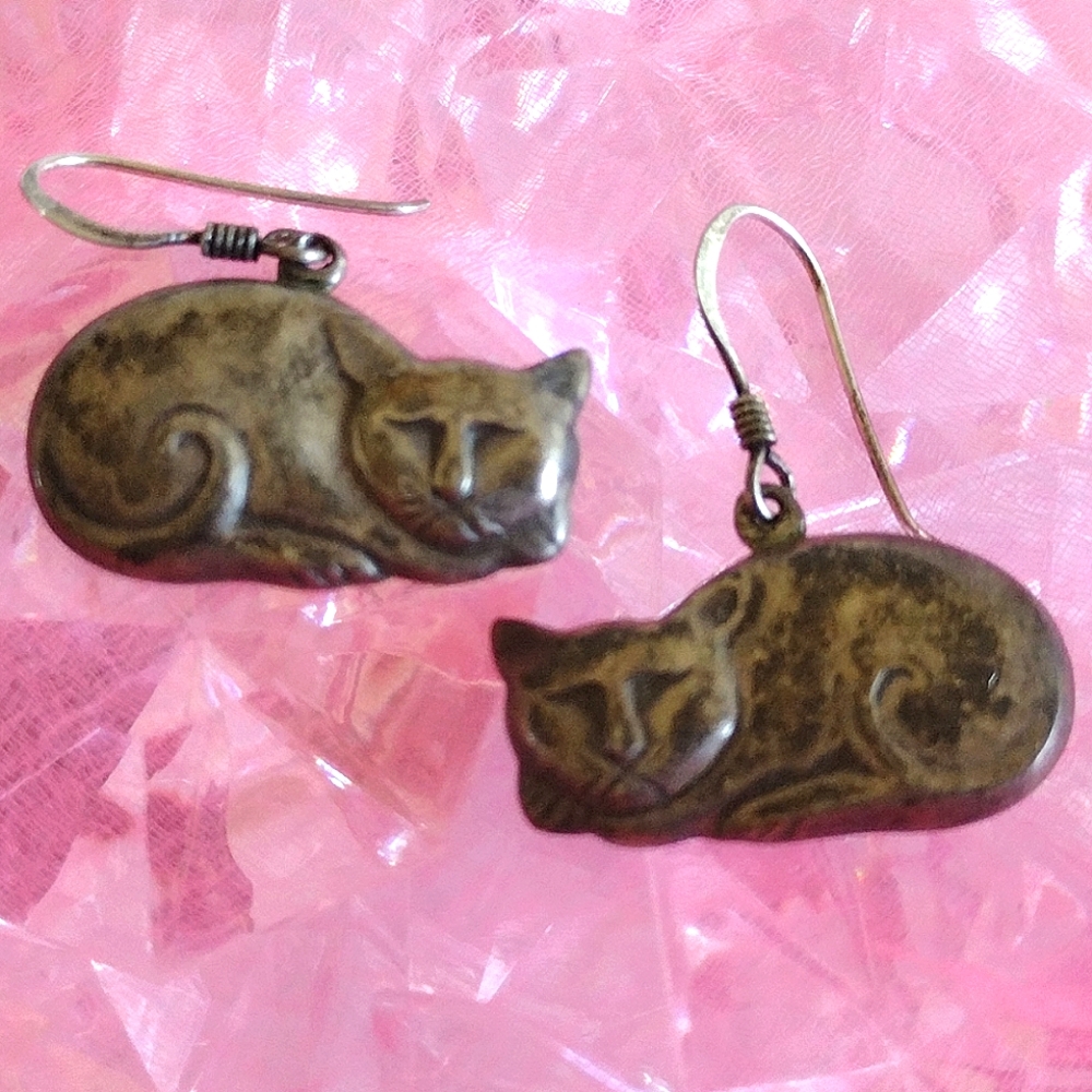 Sterling Silver Kitty Earrings - image 2